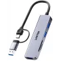 UNITEK 5-in-1 USB-C hub met SD- en MicroSD-kaartlezer, 5 Gbit/s, Space Grey