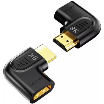 UNITEK platte haakse 8K HDMI-adapter 90° en 270° (2-pack) - zwart