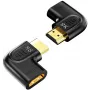 UNITEK platte haakse 8K HDMI-adapter 90° en 270° (2-pack) - zwart