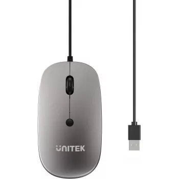 UNITEK SlimTrack 1600DPI bedrade optische muis, grijs