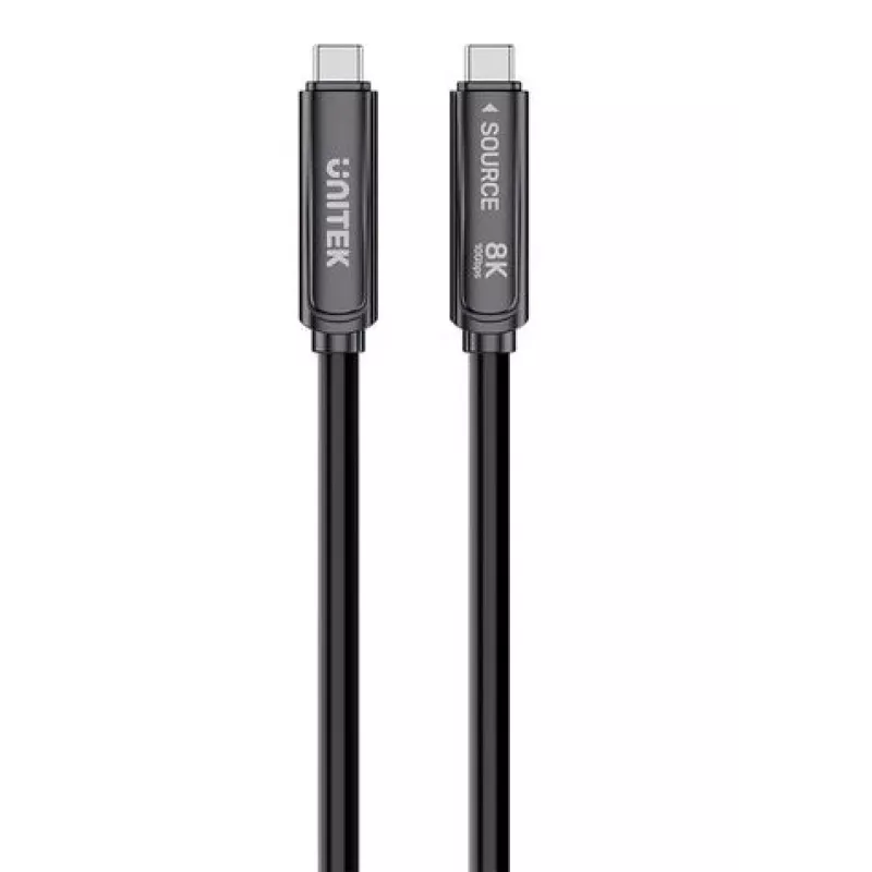 UNITEK USB-C Active Optical-kabel 5m - 10Gbps, PD 60W, 8K@30Hz, zwart