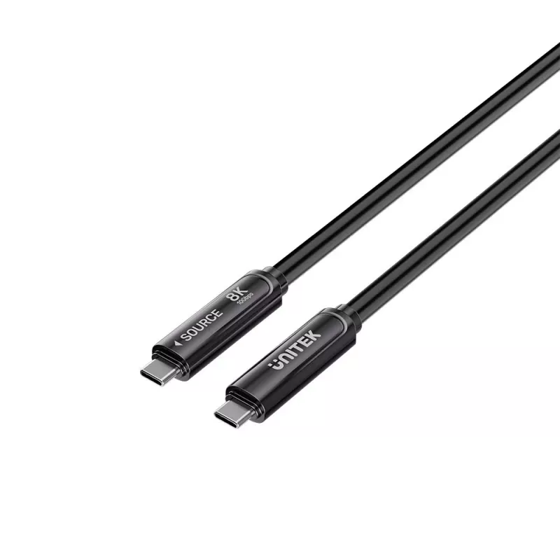 UNITEK USB-C Active Optical-kabel 15m - 10Gbps, PD60W, 8K@30Hz, zwart