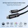 UNITEK USB-C Active Optical-kabel 15m - 10Gbps, PD60W, 8K@30Hz, zwart