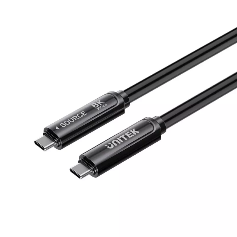 UNITEK USB-C Active Optical-kabel 7m - 10Gbps, PD60W, 8K@30Hz, zwart