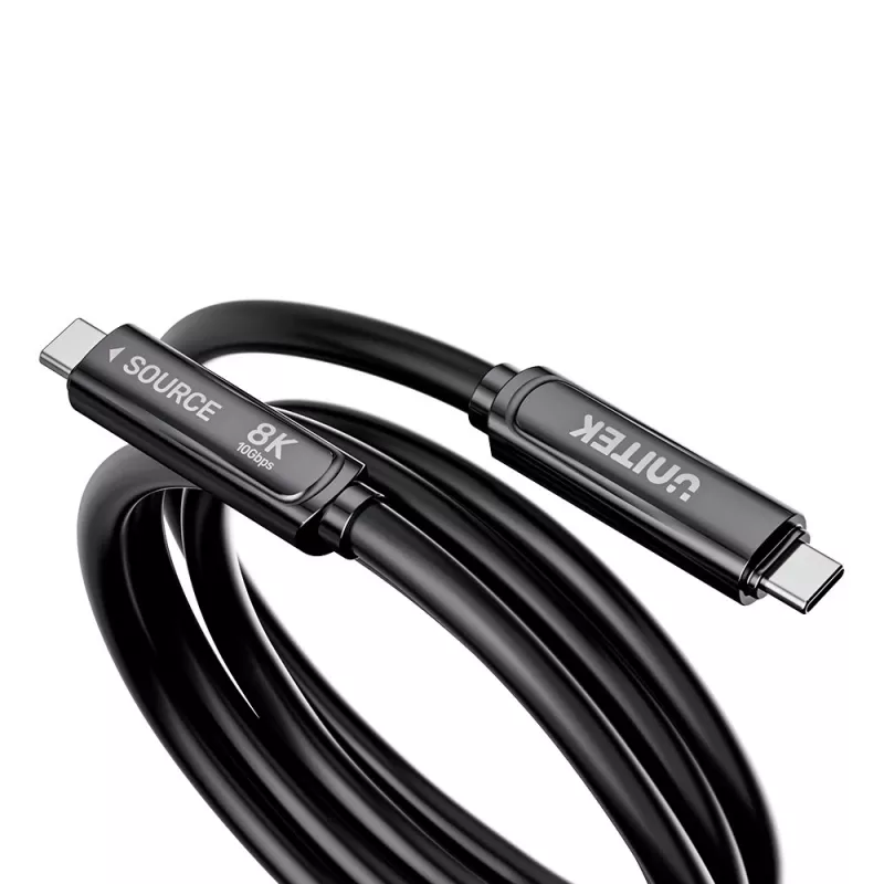 UNITEK USB-C Active Optical-kabel 7m - 10Gbps, PD60W, 8K@30Hz, zwart