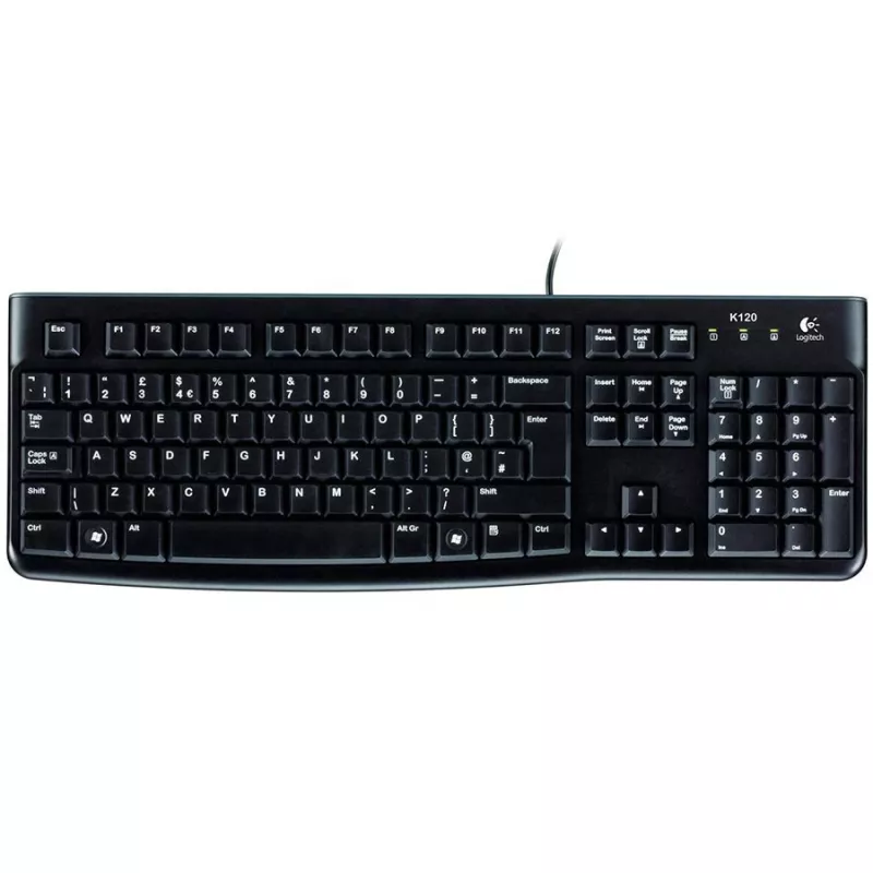 Logitech toetsenbord K120 RU - bedraad USB volledige grootte Russische layout, spatwaterdicht, zwart