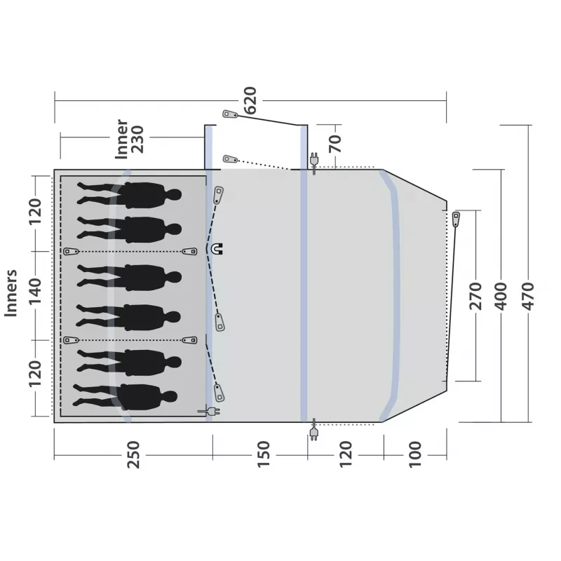 Outwell Montana 6 Air opblaasbare tunneltent - nachtblauw