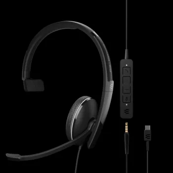 Sennheiser ADAPT 100 bedrade on-ear headset met noise-cancelling microfoon, USB-A, zwart