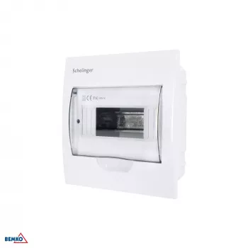 SCHELINGER A80-RDP-IP40-NPE-08P inbouwverdeler IP40, 8 modules, 1 rij, 8N+8PE klemmen, transparante deur, wit