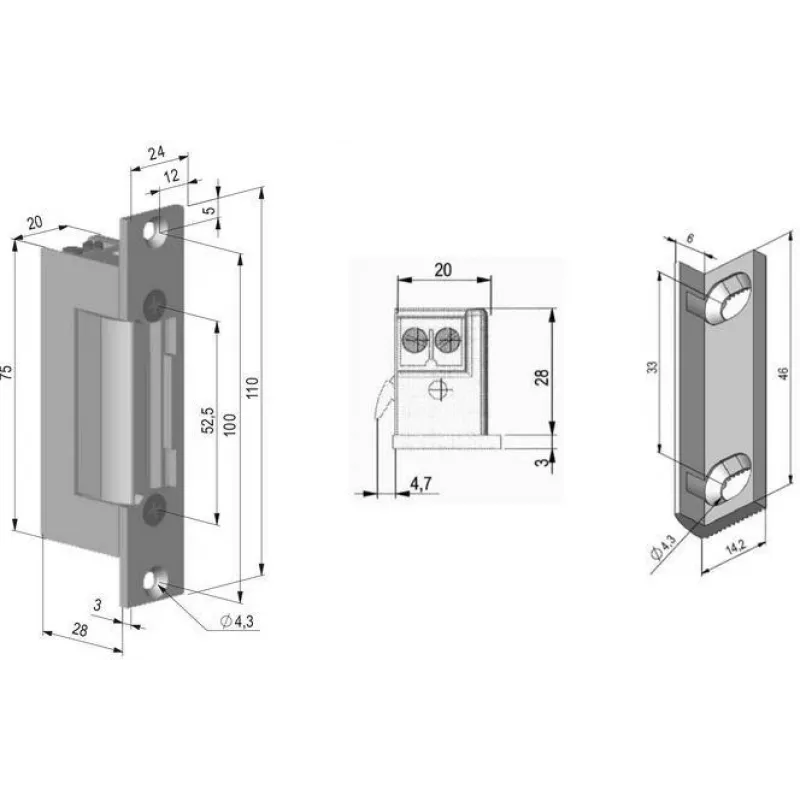 SCOT ES-S12DCN PROFI symmetrische elektrische deuropener met laag stroomverbruik