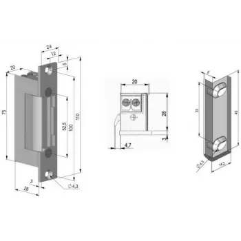SCOT ES-S12DCN-MB PROFI low-current symmetrische elektrische deuropener met memory en blokkade