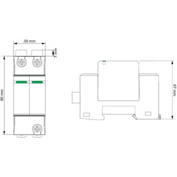 VCX DC C2P 1000V PV30 overspanningsbeveiliging type 2 2P 1000V DC voor fotovoltaïsche installaties