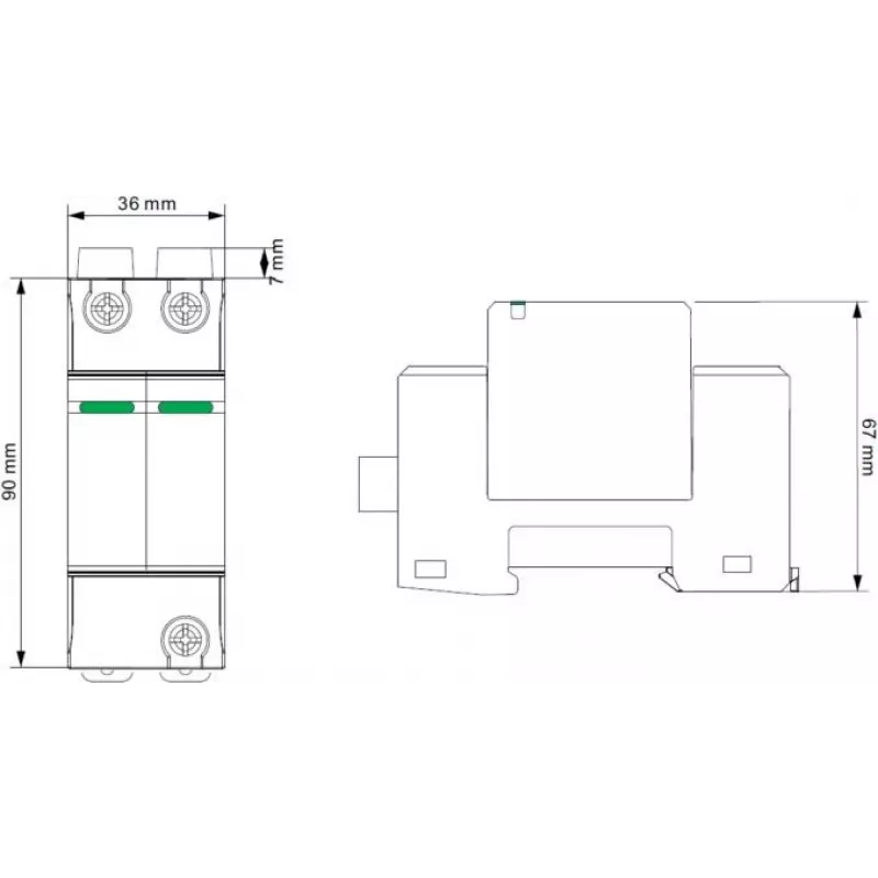 VCX DC C2P 1000V PV30 overspanningsbeveiliging type 2 2P 1000V DC voor fotovoltaïsche installaties