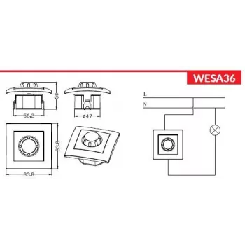 VCX WESA LC 36A LED draaidimmer 200/600W wit