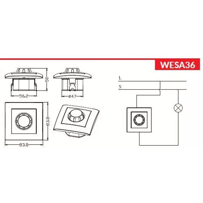 VCX WESA LC 36A LED draaidimmer 200/600W wit