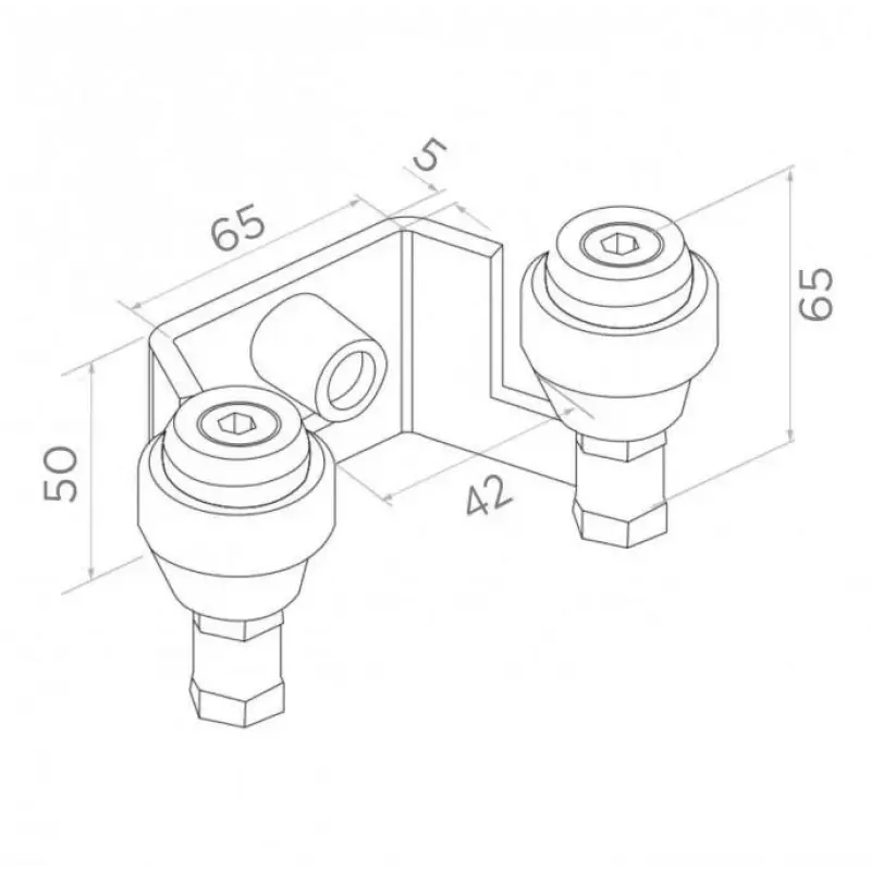 PSG 60.022 bovenste geleidebeugel voor schuifpoorten 42mm (2 rollen)