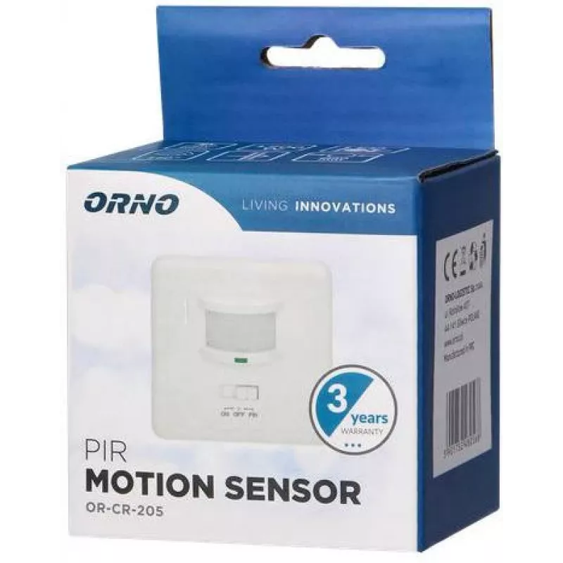 ORNO OR-CR-205 PIR-bewegingsmelder, 360°, 6 m, 230 V, wit, inbouw plafondmontage