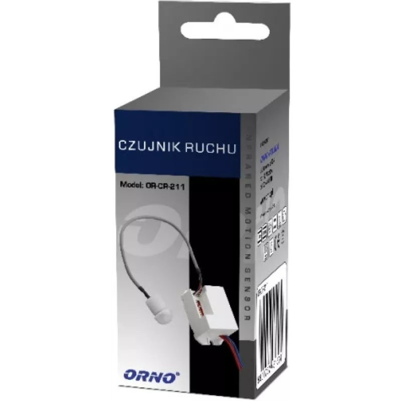 ORNO OR-CR-211 miniatuur PIR-bewegingsmelder, 230V, 120°, 6m, IP20, wit
