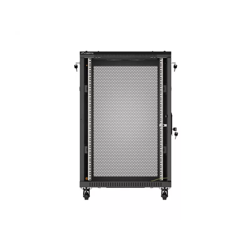 Lanberg 19 inch 18U 600x600 zwarte staande rackkast met geperforeerde deur (flat pack)