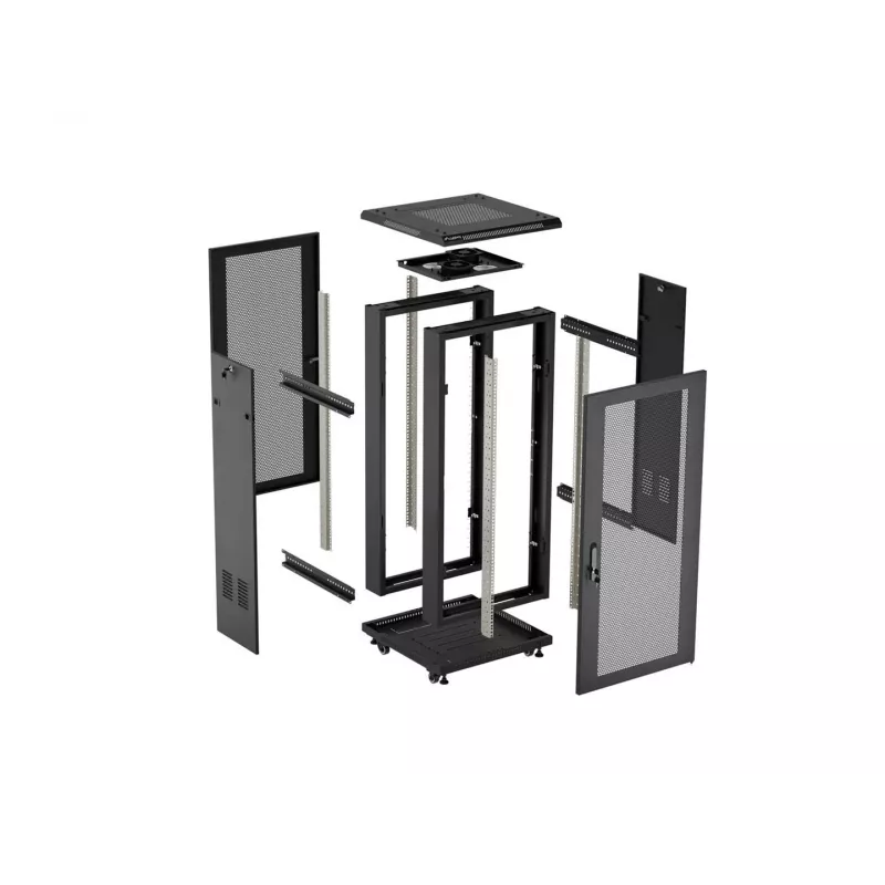 Lanberg 19 inch 18U 600x600 zwarte staande rackkast met geperforeerde deur (flat pack)