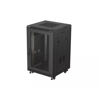 Lanberg 19 inch 18U 600x600 zwarte staande rackkast met geperforeerde deur (flat pack)