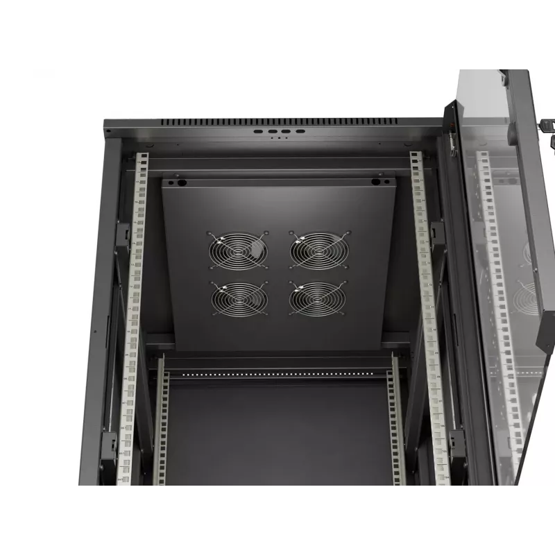 LANBERG 18U 19-inch staande server-rackkast 600x800mm zwart met gehard glazen deur (flat pack)