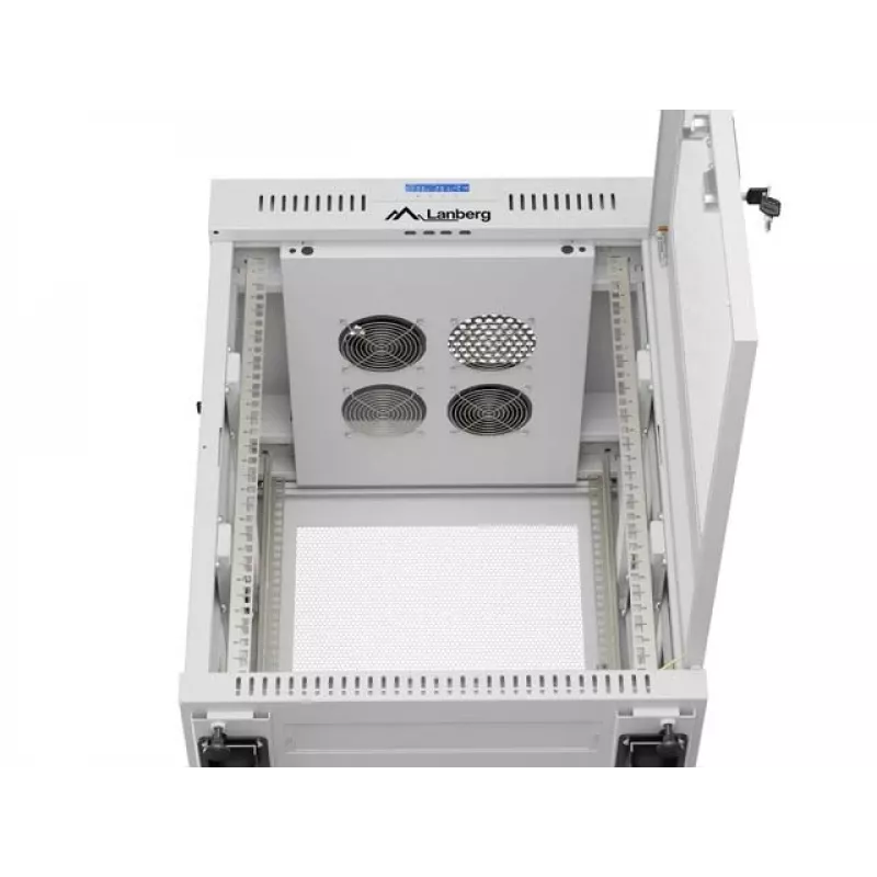 Lanberg FF01-6615-23SL vrijstaande 19 inch rackkast 15U 600x600 grijs geperforeerde deur LCD flat pack