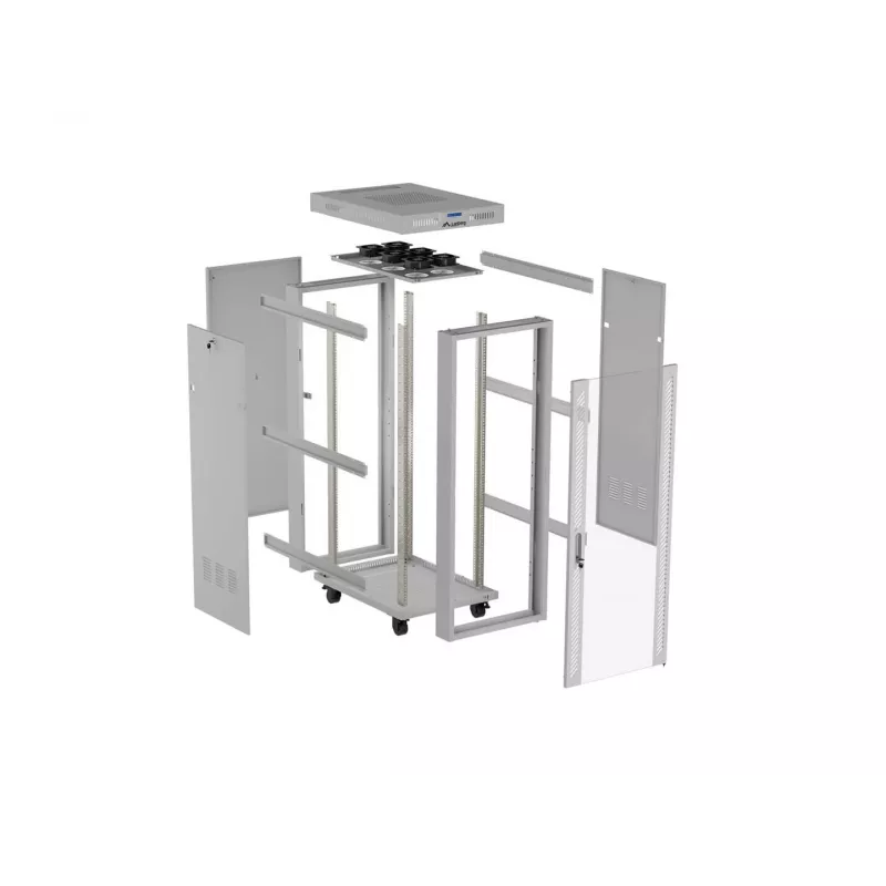 LANBERG 19 inch 42U serverkast 600x1000 mm grijs, geharde glazen deur, LCD-display, flat pack