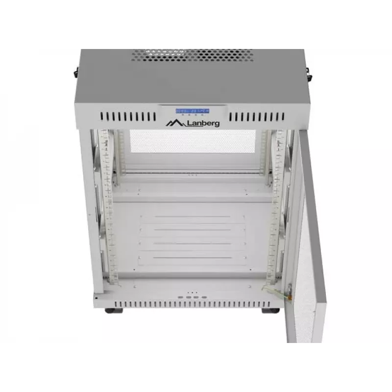 Lanberg 19 inch 15U 600x800 grijze staande kast met geperforeerde deur en LCD (flat pack)
