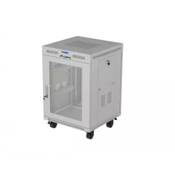 Lanberg 19 inch 15U 600x800 grijze staande kast met geperforeerde deur en LCD (flat pack)