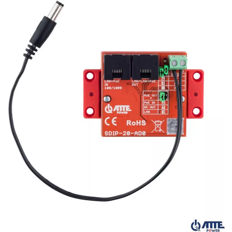 ATTE SDIP-20-AD0 PoE step-down-adapter 20W 12V DIN-rail