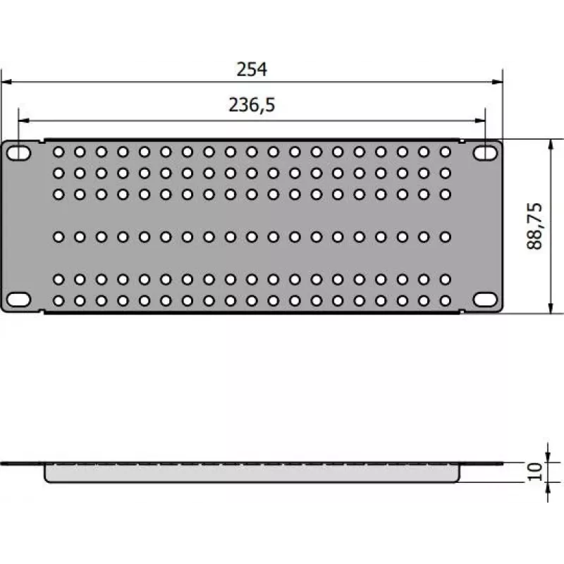 ATTE ADD-RACK10-2U1 10 inch 2U rackmontage-adapter met rechte gaten, zwart