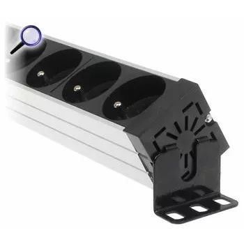 DELTA PD-7K/RACK 7-voudige Schuko stekkerdoos 1U rackmontage 230V 10A 2300W 3m kabel zwart