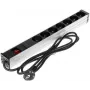 DELTA PD-7K/RACK 7-voudige Schuko stekkerdoos 1U rackmontage 230V 10A 2300W 3m kabel zwart