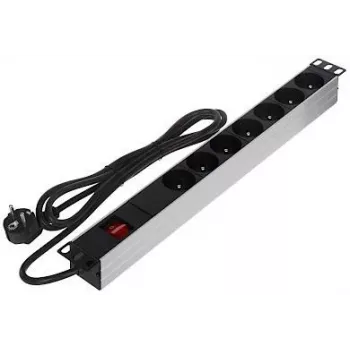DELTA PD-7/RACK Stekkerdoos 7 stopcontacten 19 inch rackmontage 1U Schuko zwart