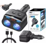 MBG Line HC69PD 3-voudige sigarettenaansteker-splitter met 2x USB-C PD 30W en 2x USB-A QC 3.0, LED-spanningsmeter, 180W