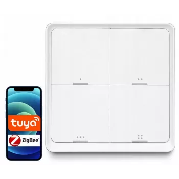 LUXURY-GOODS SC04 ZigBee TUYA slimme scèneschakelaar – 4 toetsen, 12 scènes, wit
