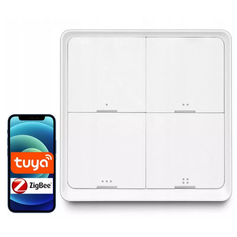 LUXURY-GOODS SC04 ZigBee TUYA slimme scèneschakelaar – 4 toetsen, 12 scènes, wit
