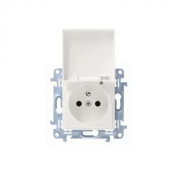 KONTAKT SIMON 10 1-voudig wit stopcontact met klep IP44 veerklemmen 16A 250V