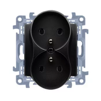 KONTAKT SIMON 10 Module dubbel stopcontact 2x Z/U schroefklemmen 16A 250V mat zwart