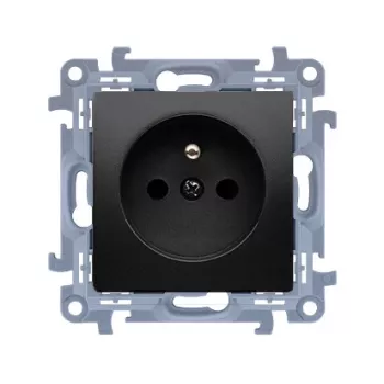 KONTAKT SIMON 10 Module zwart mat stopcontact 1x Z/U met kinderbeveiliging en snelklemmen 16A 250V
