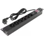 DELTA 8-voudige Schuko stekkerdoos met overspanningsbeveiliging, 1,9 m kabel, zwart