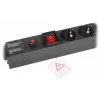 DELTA L19/7F overspanningsbeveiliging stekkerdoos met 7 Schuko-stopcontacten, 1,5 m kabel, zwart