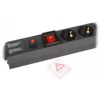 DELTA L19/7F overspanningsbeveiliging stekkerdoos met 7 Schuko-stopcontacten, 1,5 m kabel, zwart
