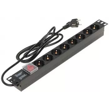 DELTA stekkerdoos 8 Schuko-stopcontacten L19/8, 1,5m kabel, zwart