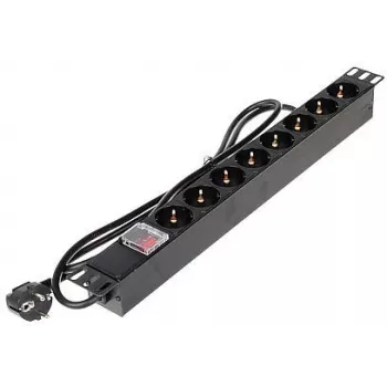 DELTA PD-8/RACK-N 8-voudige 1U 19 inch rackmontage-stroomverdeleenheid (PDU) - 230V 16A 3680W Schuko