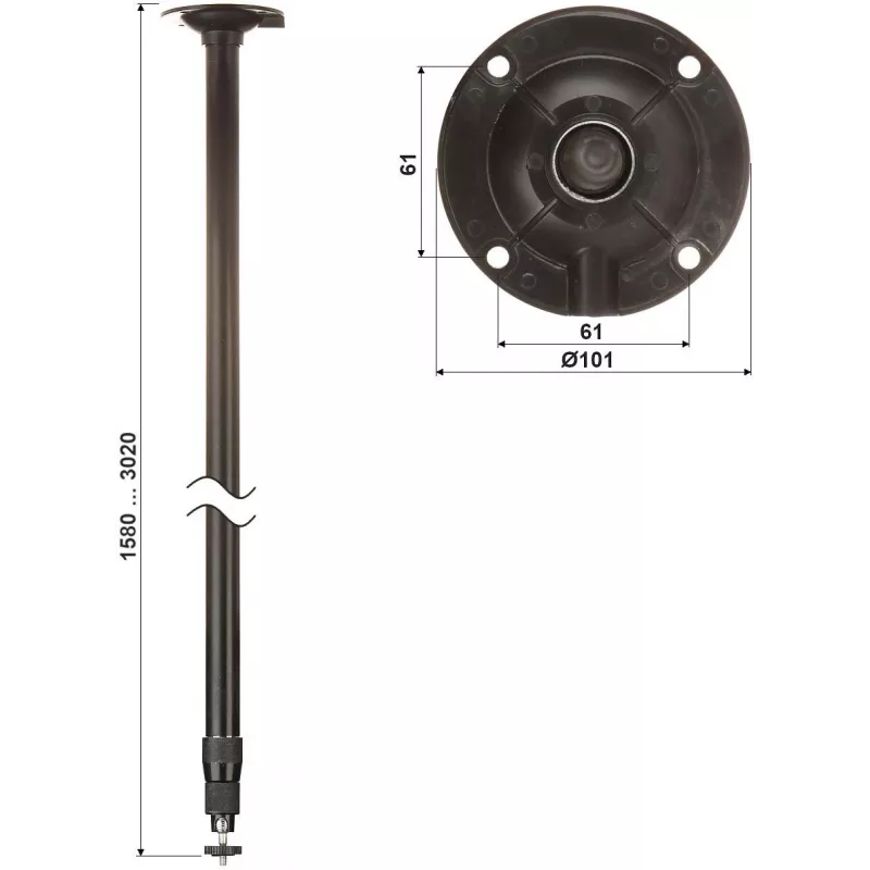 DELTA telescoop-plafondsteun voor camera's en projectoren BR-150X300-B