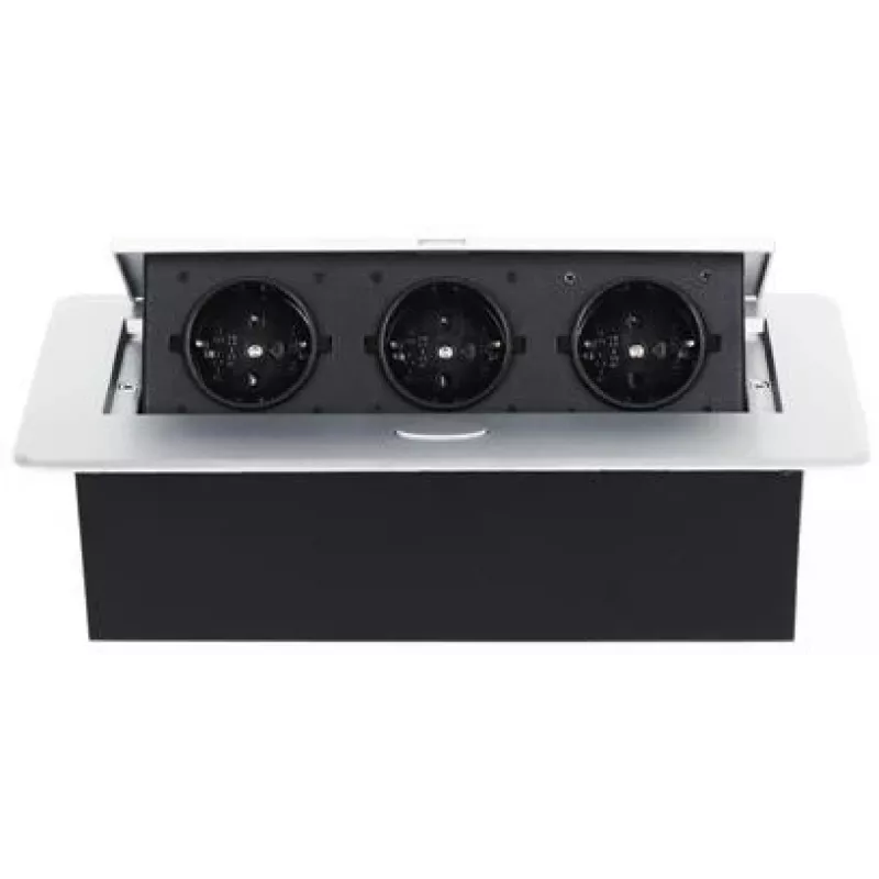DELTA FPS-3S/CABLE meubelstekkerdoos met 3 stopcontacten, 1,5 m kabel, zwart