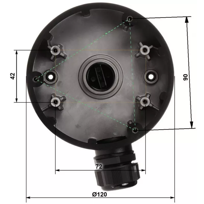 DELTA STG-1280ZJ-DM46(BLACK) aansluitdoos / camerabeugel, zwart, aluminiumlegering