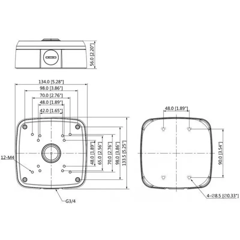 DELTA STG-PFA121(BLACK) aluminium camerabeugel voor aansluitdoos, zwart, IP66